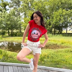 4th of July Women's Graphic Red Tee